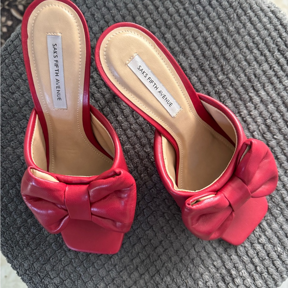 Saks Fifth Avenue Red Women's Mules with Bow